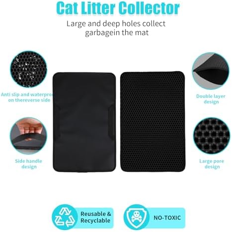 Cat Litter Mat 35"x24", Double Layer Waterproof Litterbox Mat - Image 2