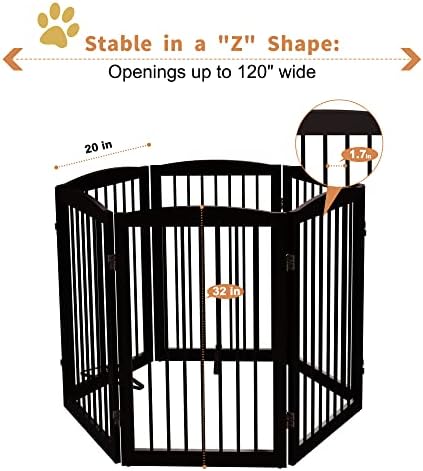 PUPETPO Freestanding Pet Gate for Dogs, Indoor Wooden Foldable Dog Gate for - Image 5
