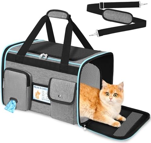HUANLANG Large Cat Carrier Soft Sided Travel Pet Carrier Airline Approved by HUANLANG