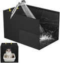 Aokeyee Black Cat Litter Box Enclosure High PVC Splash Guard by Aokeyee