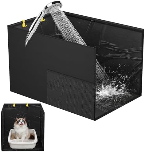 Aokeyee Black Cat Litter Box Enclosure High PVC Splash Guard by Aokeyee