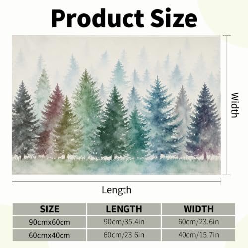 Giwawa Pine Tree Bath Rug Natural Forest Fog Washable Bathtub Mat Non Slip - Image 3