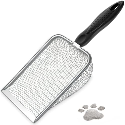 Cat Litter Scoop, Sturdy Litter Cleaner Corner Shovel, Stainless Steel Mesh by UMUACCAN