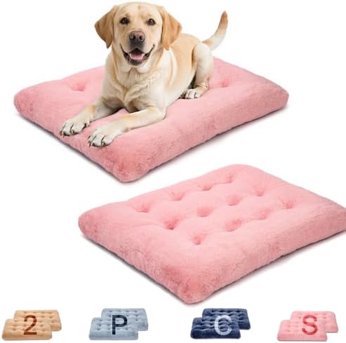 2 Pack Dog Bed, Washable Deluxe Plush Dog Crate Beds by MOIRIG
