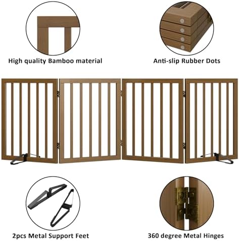 Dog Gate for Stairs, Foldable Dog Gate for Indoor Doorways House, Freestanding - Image 5