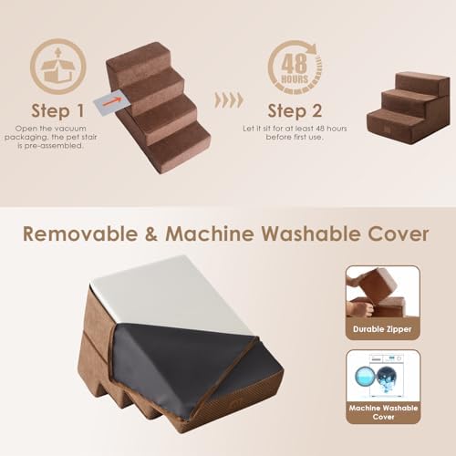 EHEYCIGA Dog Stairs for Small Dogs 13.5" H, 3-Step Dog Steps for Cats - Image 5