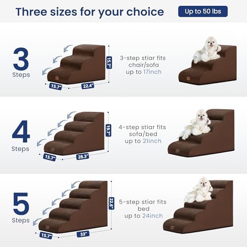 GoGoBunny Ramp Dog Stairs for High Beds 22.6" H, 5-Step Dog Slope Stairs - Image 3