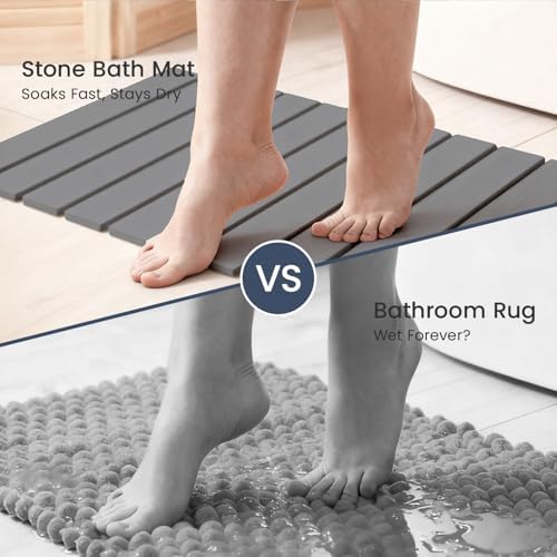 Meowoo Foldable Stone Bath Mat, 15.7" x 11.8" Diatomaceous Earth Mat - Image 6
