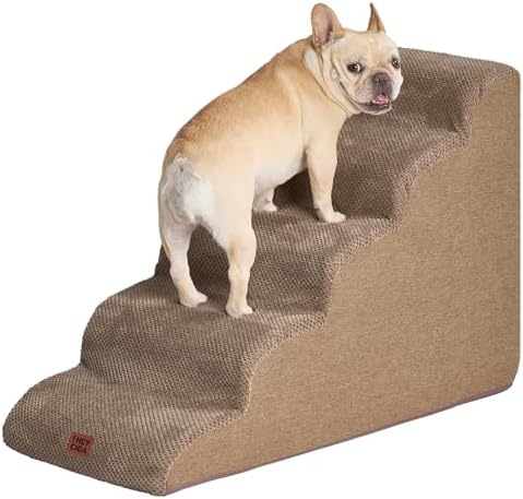 EHEYCIGA Curved Dog Stairs Ramp, 5-Step High Beds, 22.6" H Pet Step by EHEYCIGA