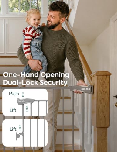 Babelio 34" H Extra Tall No Bottom Bar Baby Gate, 26-43" W - Image 3
