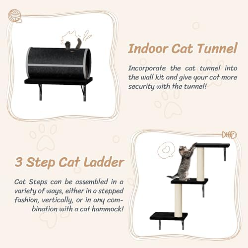 7-in-1 Cat Wall Shelves, Wall Mounted Climber Set, Classic Black - Image 3