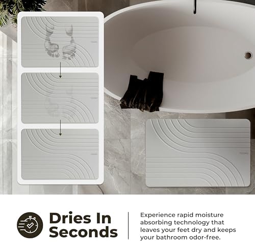 TOSORO - Stone Bath Mat Diatomaceous Earth Shower Mat Non-Slip Super Absorbent - Image 3
