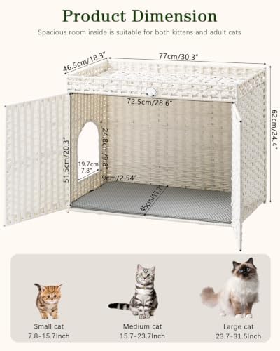 SETVSON Cat Litter Box Enclosure Furniture, Handwoven PE Rattan - Image 5