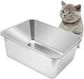 Kichwit Large Stainless Steel Cat Litter Box, 17.5" x 13.5" x 7.9" by Kichwit