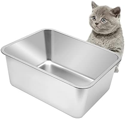 Kichwit Large Stainless Steel Cat Litter Box, 17.5" x 13.5" x 7.9" by Kichwit
