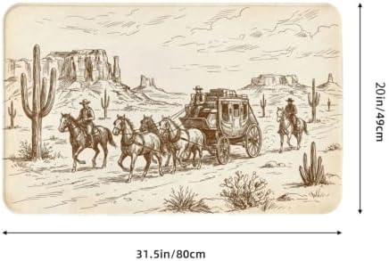Western Desert Cowboys Bath Mat Non-Slip Soft Microfiber Bathroom Rugs Washable - Image 3