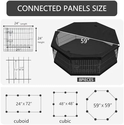 PETIME Foldable Metal Dog Exercise Pen/Pet Puppy Playpen Kennels Yard Fence - Image 3