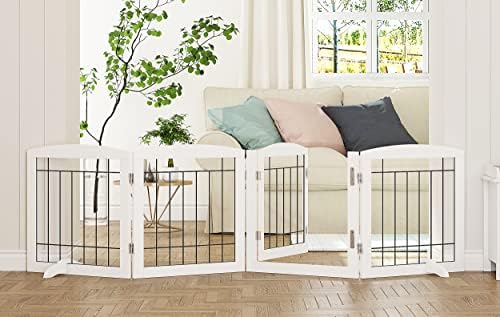 PAWLAND Dog Gate Indoor with Door, Freestanding Pet Gate by PAWLANDPetSupplies