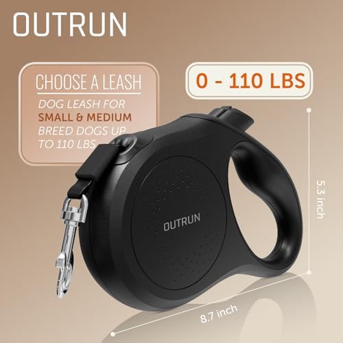 OUTRUN Retractable Dog Leash 26 FT Tape up, to 110 lb, No Tangle - Image 3