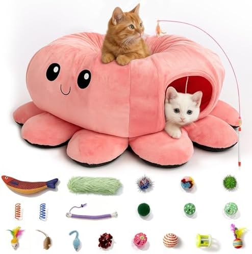 Cat Tunnel Bed with 20 Cat Toys, Kitten Toys by FortheHeartbeatinYourLap