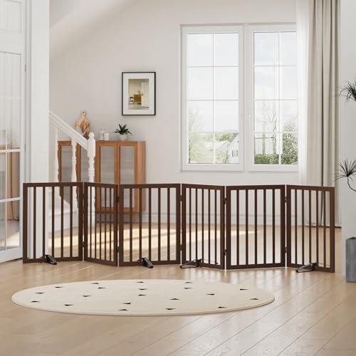 Dog Gates for Doorways, Freestanding Foldable Dog Gate Indoor, Pet Gates for by Algherohein