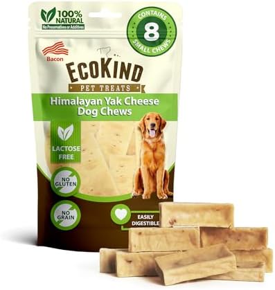 EcoKind Bacon Yak Chews, Yak Cheese Himalayan Dog Chews, Small 8 Bones by EcoKindPetTreats