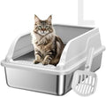 Stainless Steel Cat Litter Box, Large Odor-Free High-Sides by KISENG