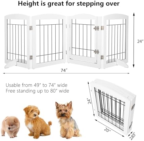 PAWLAND Dog Gate Indoor with Door, Freestanding Pet Gate - Image 6
