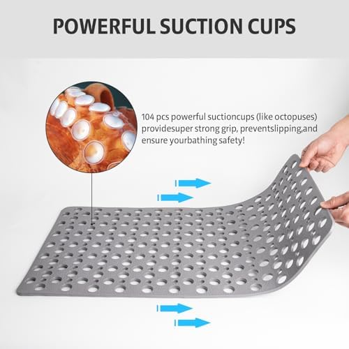 XIYUNTE Bath Mat for Tub Non Slip Shower Mat -28" x 15" Soft TPE Bathtub Mat - Image 4