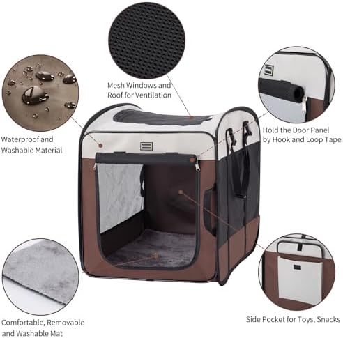 DONORO Dog Kennels and Crates for Medium Dogs, Portable Pop Up Indoor Pet Cage - Image 2