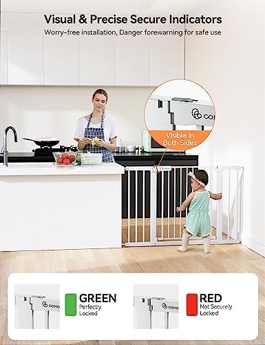COMOMY 30" Tall Baby Gate for Stairs Doorways, Fits 29.5" to 46" Openings - Image 4