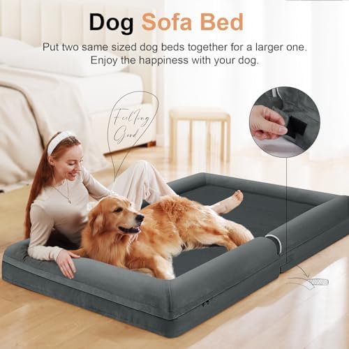 NANUYA Orthopedic Dog Bed for Jumbo Dogs, 48 x 33 Inch, Dark Grey - Image 3