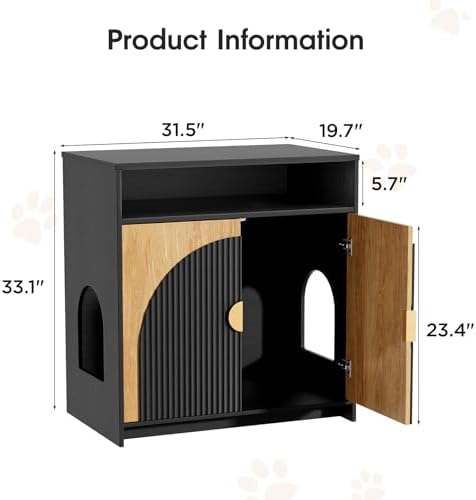 Halitaa Cat Litter Box Enclosure, Cat Litter Box Furniture - Image 2