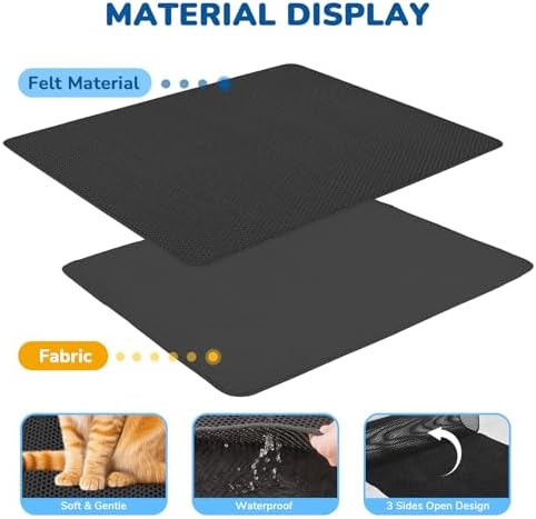 BurgeonNest Cat Litter Mat 47" x 35", Washable Urine-Proof Non-Slip Black - Image 4