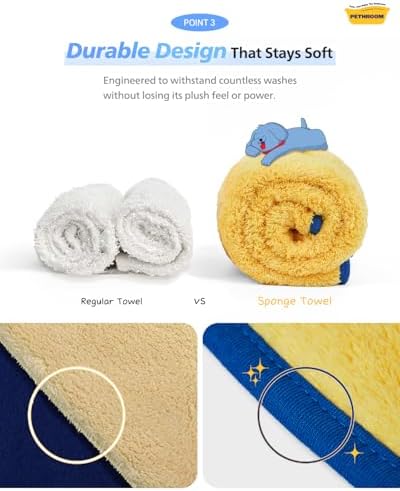 PETHROOM] Portable Pet Towel for Dogs & Cats | Professional Pet Dryer, Super - Image 6