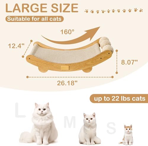 DWCN 3-in-1 Large Cat Scratcher Bed Hammock Lounge Scratching Post Scratch Pad - Image 2