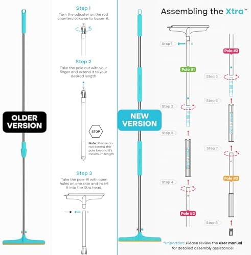 Uproot Clean Xtra Carpet Rake for Pet Hair Removal 60" Telescopic Handle - Image 3