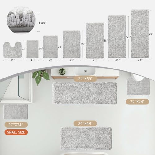 Disolla Grey & White Bathroom Rugs 24x36, Non-Slip Plush Thick Bath Mat - Image 3
