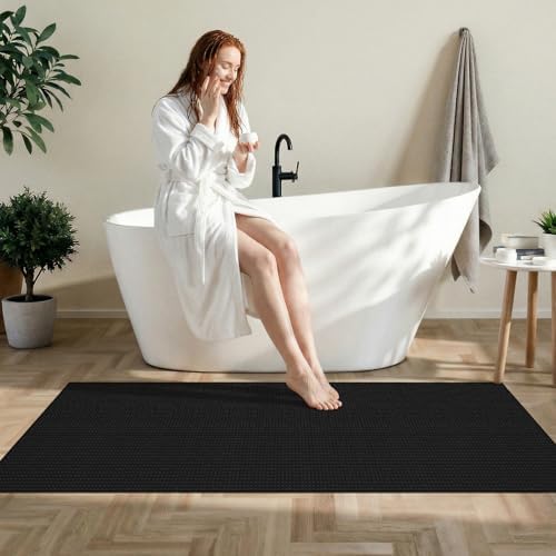 2x6 Waffle Bathroom Runner Rug: Washable Kitchen Runner by BYYVOORugsforYourHome