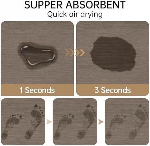 Mecko Bath Mat 24"x48", Ultra Thin Bathroom Rug fit Under Door Brown - Image 4