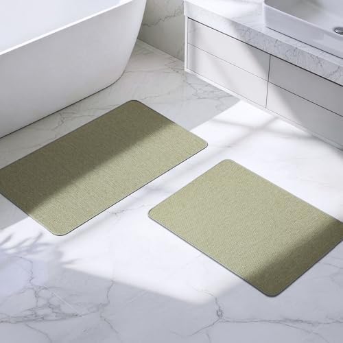 Bathroom Rugs Sets 2 Piece, Thin Bath Mat Absorbent Quick Dry, Machine Washable by HOMTEB