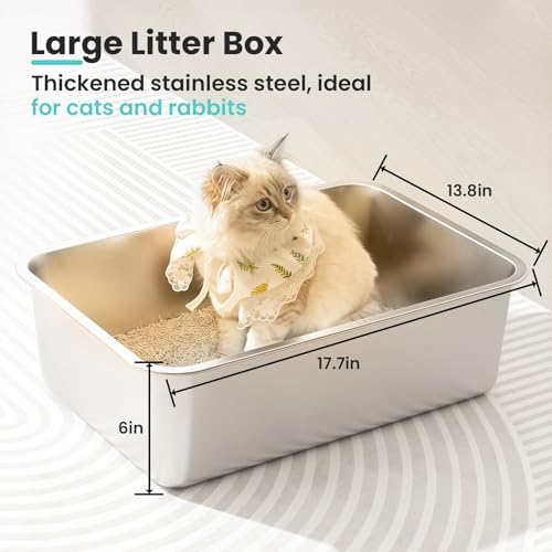 Stainless Steel Cat Litter Box, 17.7"x13.8"x6" - Image 2