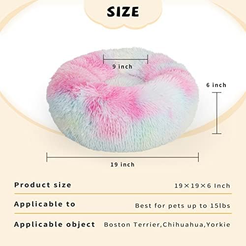 nononfish Calming Donut Beds for Small Dog Washable, 19 Inch Fluffy Round for - Image 5