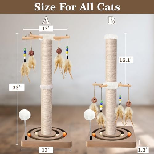 Tall Cat Scratching Post, 33 Inch Sisal Scratcher - Image 5