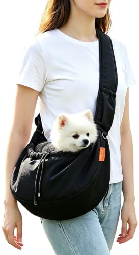Small Dog Sling Carrier, Hands-Free Breathable Pet Carrier by AXEARTE