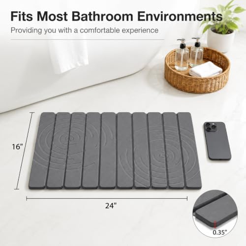Foldable Stone Bath Mat, Non Slip Large Diatomaceous Shower Mat, Super - Image 2