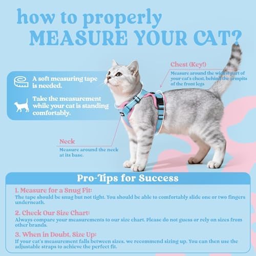 rabbitgoo Cat Harness and Leash Set, Escape Proof Vest, Light Blue & Pink - Image 2