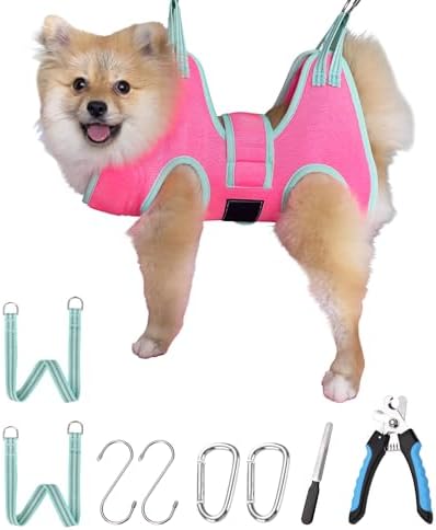 Kkiimatt Dog Grooming Hammock, XS Pink Hanging Harness Holder by Kkiimatt