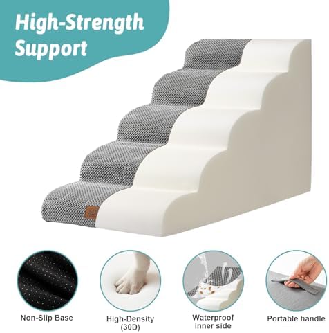 COZY KISS Extra Wide Dog Stair for Small Dog, 5 Step Pet Ramp for Bed - Image 3