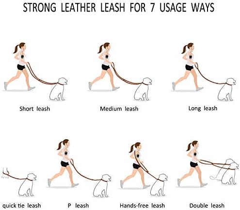 Multi Function 8ft Genuine Leather Hands Free Dog Training Leash - Image 2